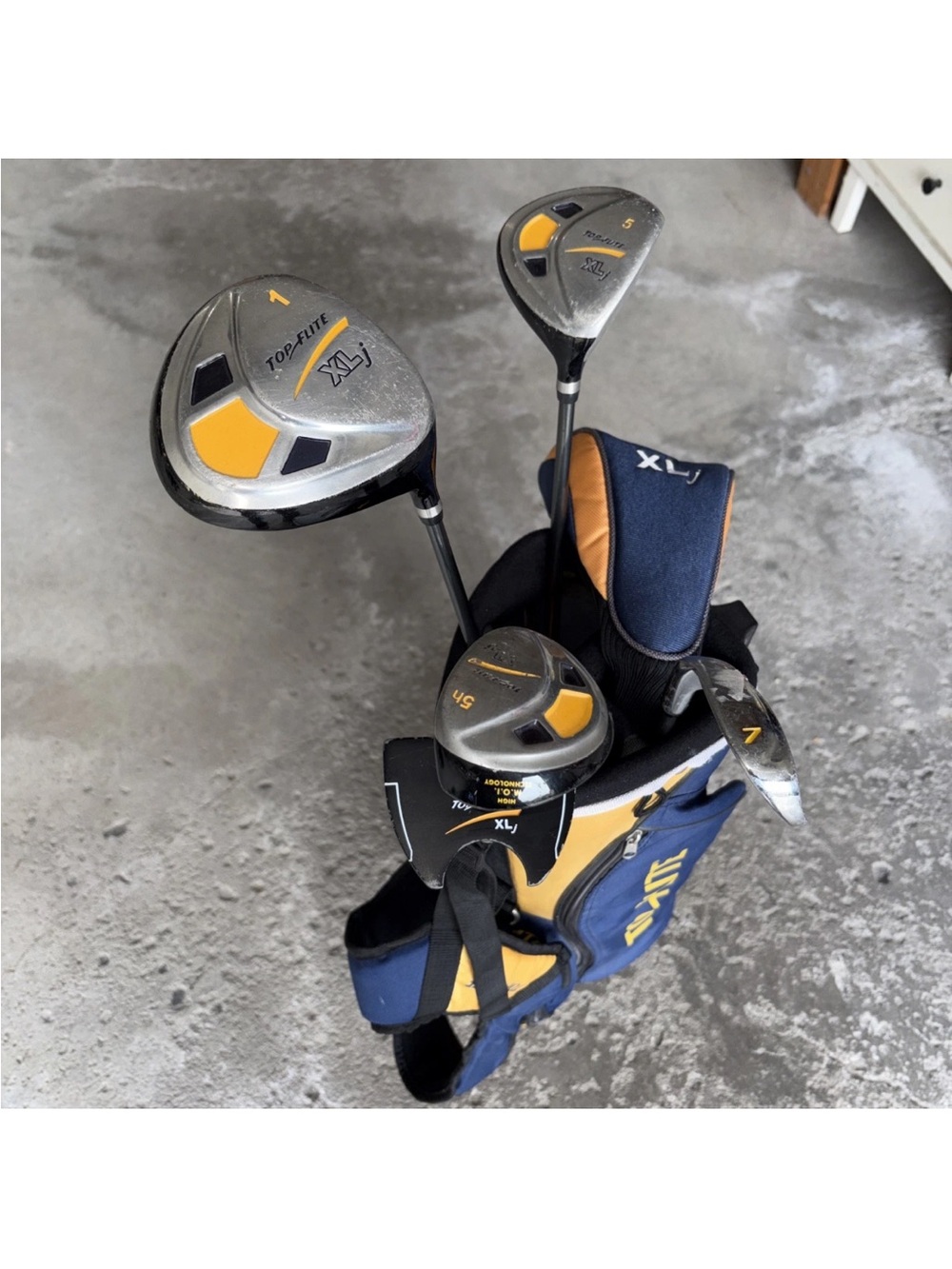 XLJ Kids Golf Club Set in Navy and Yellow - XLJ-Driver-5Wood -7 Iron-Putter-5 Hy